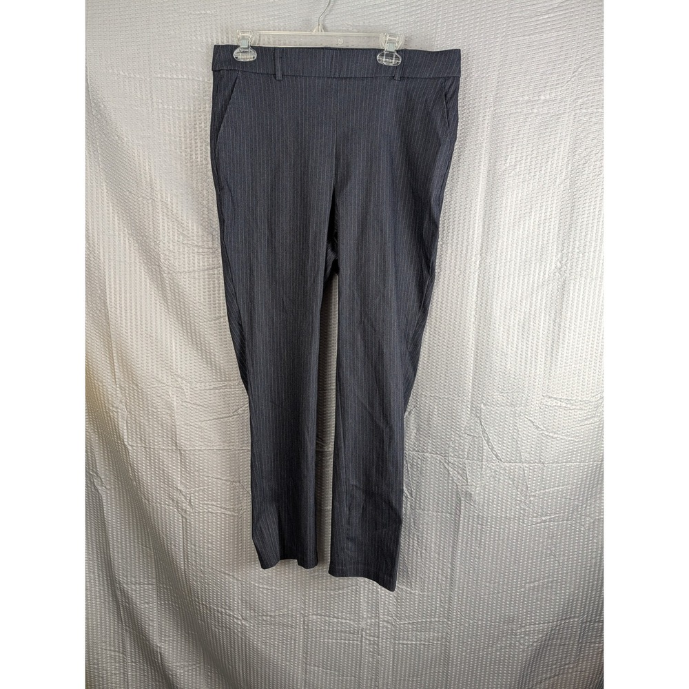 Rafaella Womens Size 14 Black‎ Pinstripe Dress Pants Trouser Flat Front Straight - Picture 2 of 14